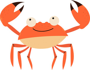 Cartoon illustration of a smiling red crab