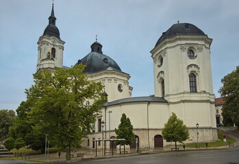 Fototapeta premium Church of the Name of the Virgin Mary in Krtiny in Blansko District, South Moravian Region, Czech Republic, Europe, Central Europe 