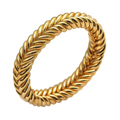 Braided golden ring isolated on transparent background, png