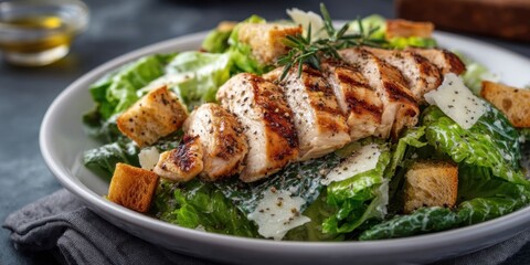 Fresh Chicken Caesar Salad with Grilled Chicken, Parmesan, and Croutons