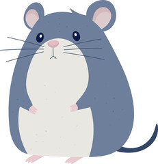 Cartoon depiction of a plump gray mouse character