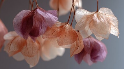 Delicate Dried Flower Blossoms Hanging on Stems