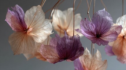 Delicate Dried Purple and Beige Flower Petals Hanging