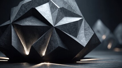 Dark Geometric Form with Dramatic Light and Shadow