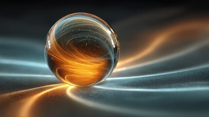 Glowing Sphere with Swirling Light Particles