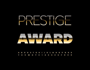 Vector Elite icon Prestige Award. Classy Gold Font. Premium Luxury Alphabet Letters and Numbers set.