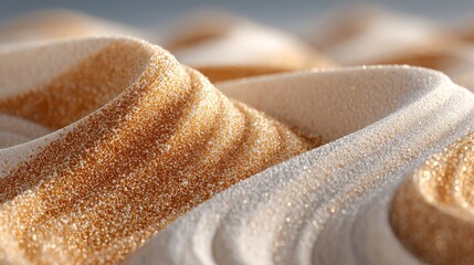 Shimmering Granular Texture with Gold and White Waves