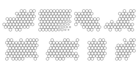 Honeycomb set. Hand drawn sketch Propolis honey comb. Image bee wax. Bee honey and propolis doodle vector isolated on white background.