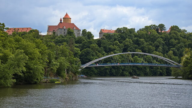 Castle Veveri at water reservoir Brnenska prehrada at Brno, Moravia, Czech Republic, Europe, Central Europe
