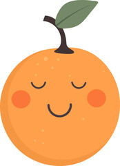 Cute kawaii orange fruit clipart design illustration