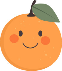 Cute kawaii orange fruit clipart design illustration