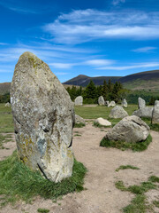 The 5000 year old Castlerigg Prehistoric Stone Circle near Keswick in the Lake District in Cumbria...
