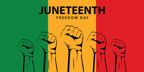 Juneteenth Freedom Day. June 19 2022 African American Liberation Day. Black, red and green. Vector