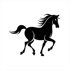 "Black Horse Silhouette Vector – Elegant Running Stallion Logo Design for Tattoo, T-Shirt & Branding"