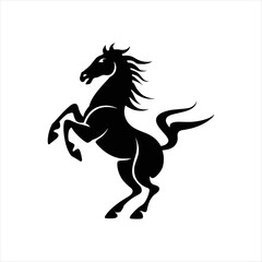 Stylized Rearing Horse Silhouette – Dynamic Black Vector Stallion Logo Illustration