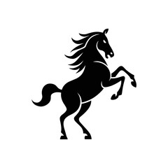 Rearing Horse Silhouette &ndash; Powerful Standing Stallion Black Vector Illustration for Logo and Tattoo