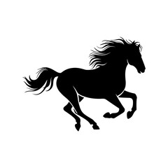 Running Horse Silhouette Vector – Wild Mustang in Motion Black Artwork