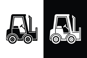 Forklift Truck Icon Silhouette. Black Vector for Industrial & Warehouse Use