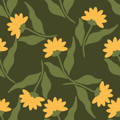 Flower hand drawn seamless pattern for your design: textile, bags, pillows