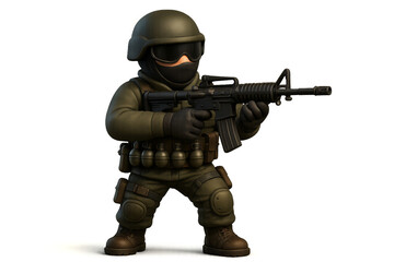 Tactical Soldier Ready for Action in Combat Gear with Rifle