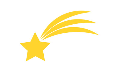 Shooting star icon. Symbol of falling star, comet design element on white background. Vector illustration.