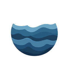 My Simple flat 2D icon ocean surface isolated on transparent background, vector, flat design, animation design, vector, flat design, animation design, simple flat 2D icon, minimalist design