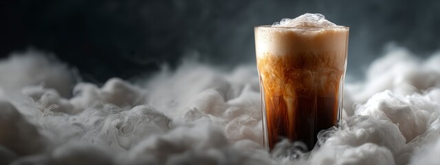 Beverage in Fog with Bubbles