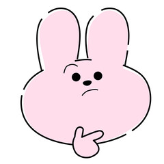 上を向いて考え事をするピンクのうさぎイラスト44