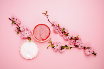 Eye patches. A jar of Hydrogel Hydrating and Rejuvenating Eye Patches. Mask for removing puffiness...