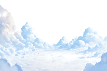 Fluffy white clouds against a transparent background