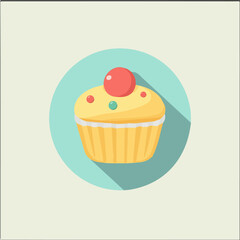 My Simple flat 2D icon cupcake isolated on transparent background, vector, flat design, animation design, simple flat 2D icon, minimalist design, Eps Format