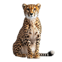 Obraz premium Sitting cheetah cat isolated on transparent background, png