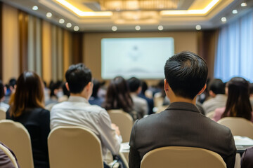 Audience attending business conference presentation