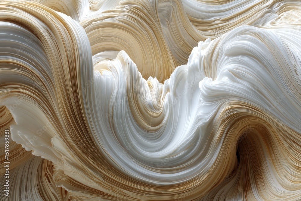Poster an abstract and mesmerizing background featuring smooth, flowing lines with beige and white gradient