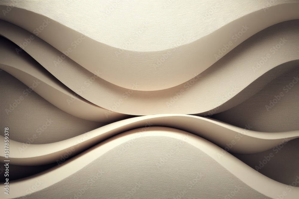 Poster A mesmerizing abstract background with smooth, flowing sand-colored waves, creating a serene and elegant textured pattern with subtle shadows and minimalist design.