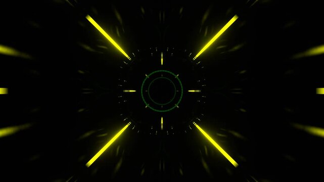 Green and Yellow Stobe Tunnel Path of Neon Background VJ Loop in 4K