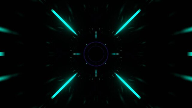 Turquoise and Purple Stobe Tunnel Path of Neon Background VJ Loop in 4K