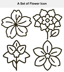 Set of flower icon isolated on white background, floral design vector