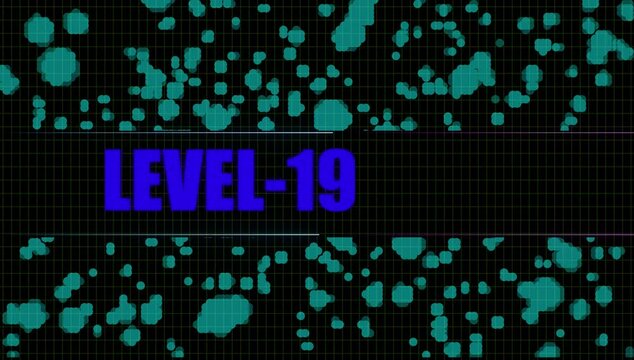  Level-19 Font Text cc star bust. Grid and cc ball action black background.
