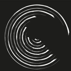 Spiral circle icon. Black curved shape. Vector swirl form. Segment line figure.