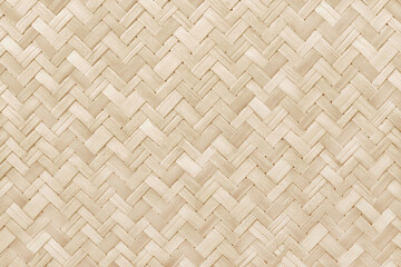 Old bamboo weave texture background, pattern of woven rattan mat in vintage style.