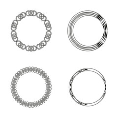 Geometric circle frame. Decorative round shape. Circular vector element. Patterned border symbol.