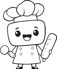funny cartoon chef with a knife