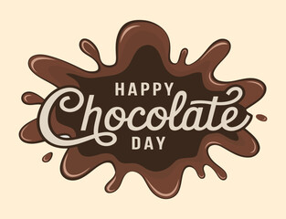 Sweet Happy Chocolate Day Message with Artistic Chocolate Drip and Bold Calligraphy