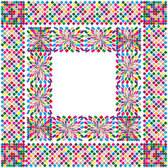 Colorful square frame. Multicolor border vector. Patterned shape design. Geometric symmetry.