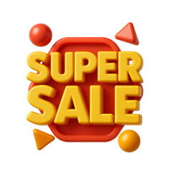 Colorful 3D Banner for Super Sale Promotion and Advertising