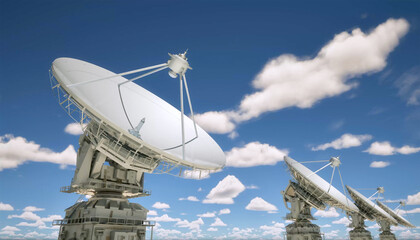Group of satellite dishes for digital telecommunication