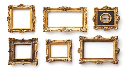 wooden picture frames on white background 