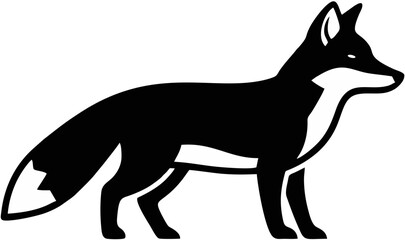 Elegant Black and White Fox Silhouette Illustration