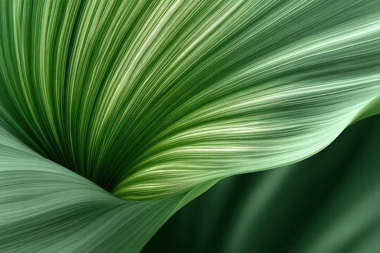 Close-up of a vibrant green leaf with elegant white stripes, creating a natural, abstract pattern and showcasing the intricate details of nature's design.